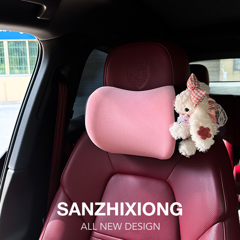 汽车头枕护颈枕记忆棉车载头枕可爱兔子车内座椅枕头靠枕车用腰靠 - 图2