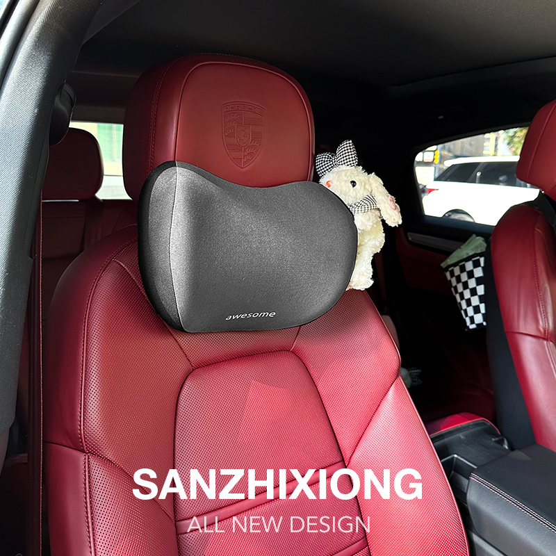 汽车头枕护颈枕记忆棉车载头枕可爱兔子车内座椅枕头靠枕车用腰靠 - 图0