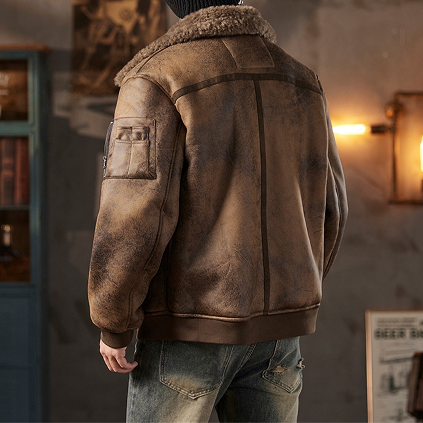 皮毛一体男士冬季大码加绒加厚皮衣短款机车服皮袄男装羊羔毛外套,淘宝优惠券,粉丝福利购,淘宝优惠卷