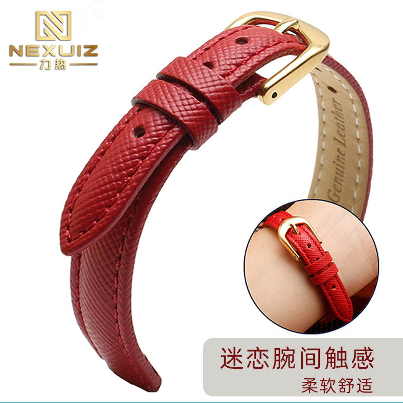 女士真皮适配卡西欧凸口8 10mm表带 nexuiz力热配件