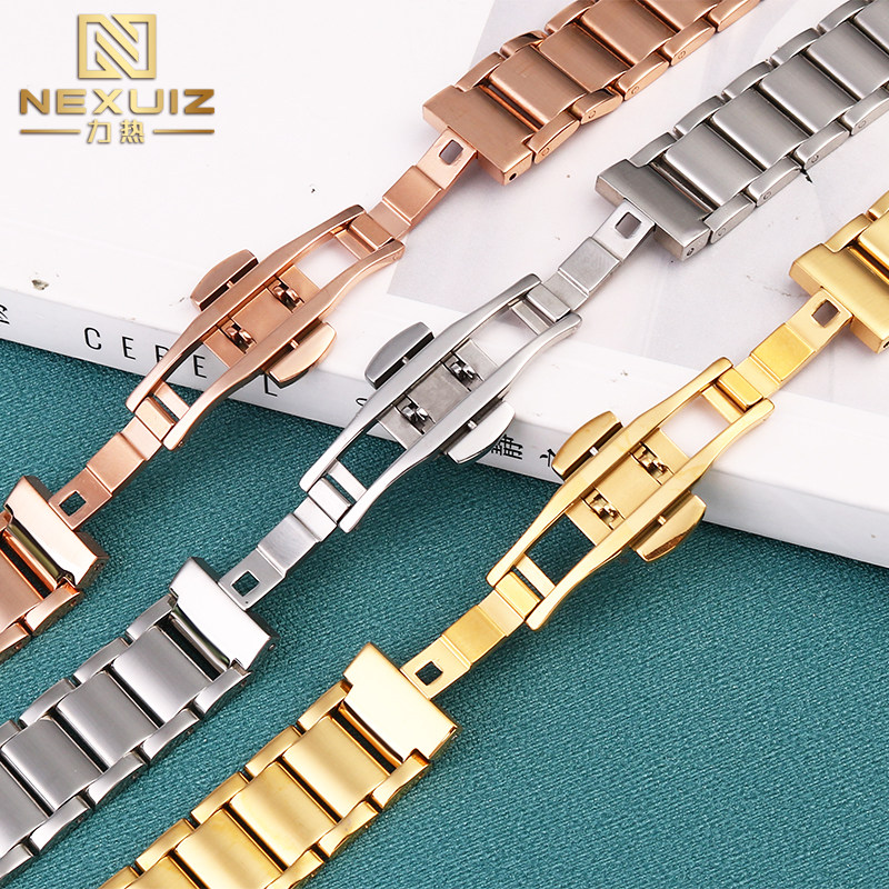 女凸型钢带表链适配卡西欧she-3034 nexuiz力热配件