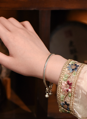 吴越老银铺足银999禅亦手镯女款