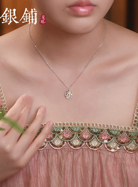 足银9999珀玫项链浪漫玫瑰