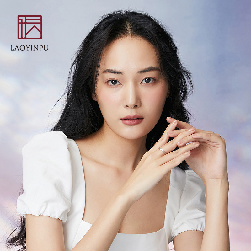 日月情侣戒指纯银情侣款一对戒指 吴越老银铺戒指/指环