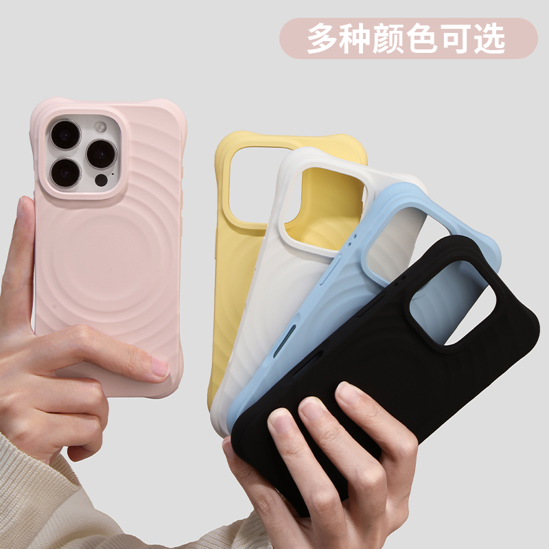 适用苹果16手机壳2024新款iphone16promax带挂绳13液态硅胶magsafe磁吸12粉色十五波漾15女款14带支架15pro套