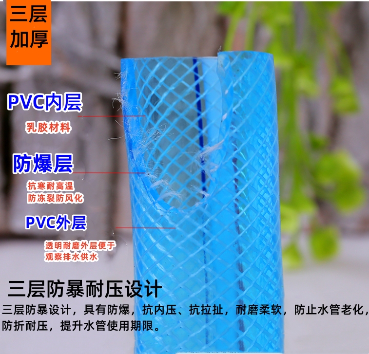 水管软管家用PVC4分6分1寸1.2寸1.5寸防冻塑料浇水管蛇皮管牛筋管 - 图0