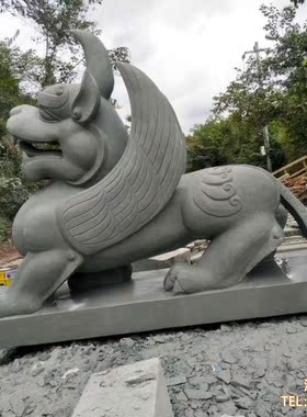 吸水兽石雕仿古吸水兽 青石做旧神兽 水兽 门口摆