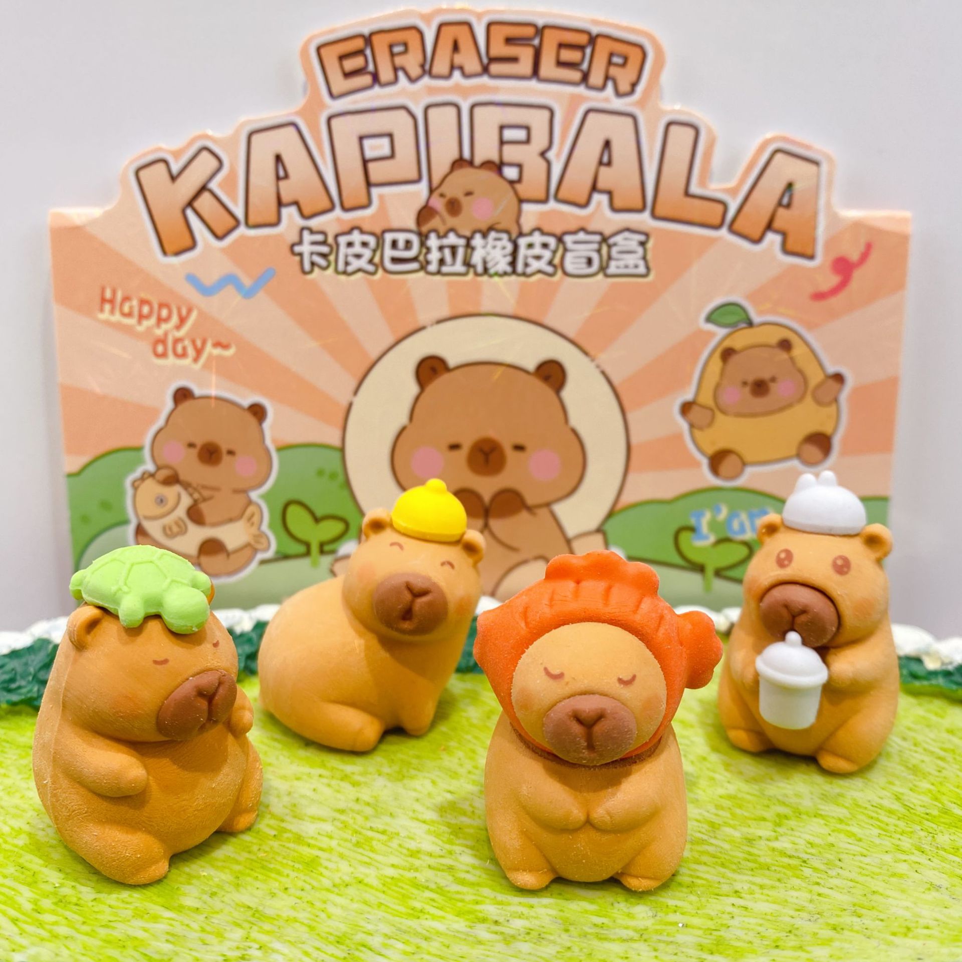 可爱卡皮巴拉橡皮擦盲盒创意卡通小学生专用橡皮文具儿童奖励礼品 - 图2