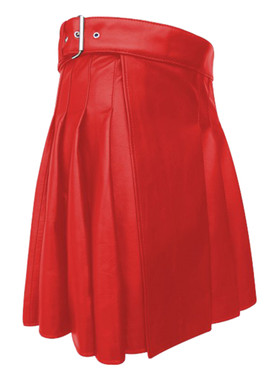 Men's contrasting pleated skirt leather skirt简约百褶裙皮裙