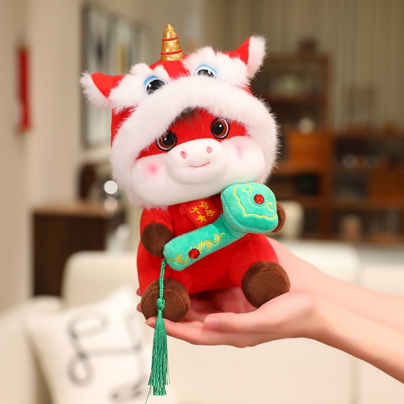 马年吉祥物舞狮如意马公仔毛绒玩具玩偶生肖马摆件本命年活动礼品 - 图2