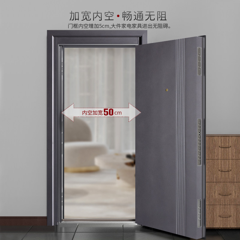 常州甲级极简灰色氟碳漆防盗门家用进户门子母门智能入户门定制_虎窝淘