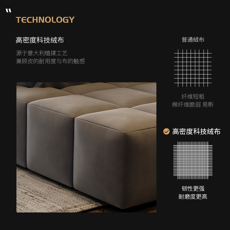 北欧轻奢布艺床主卧榻榻米床落地简约现代科技绒布大小户型软包床 - 图2