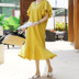 Mùa hè 2019 Hàn Quốc Dongdaemun của phụ nữ rộng rãi cotton và vải lanh xù váy ngắn tay đuôi cá trong phần dài - váy đầm váy lolita váy đầm