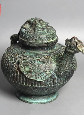 青铜器仿古汉代鹰壶铜酒壶复古