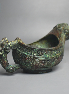 青铜器仿古西周龙头匜舀水铜匜