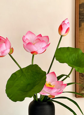 新中式仿真荷花莲花花束客厅桌面摆件假花组合装仿真花高颜花艺