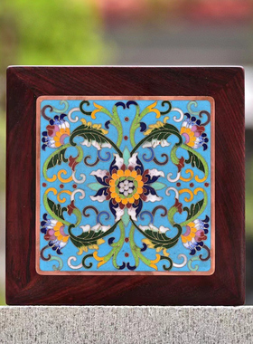 贡匠小叶紫檀嵌景泰蓝香几