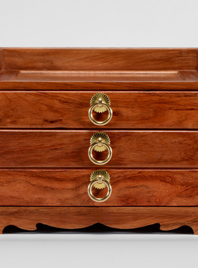 三抽屉红木家具储物柜缅甸花梨