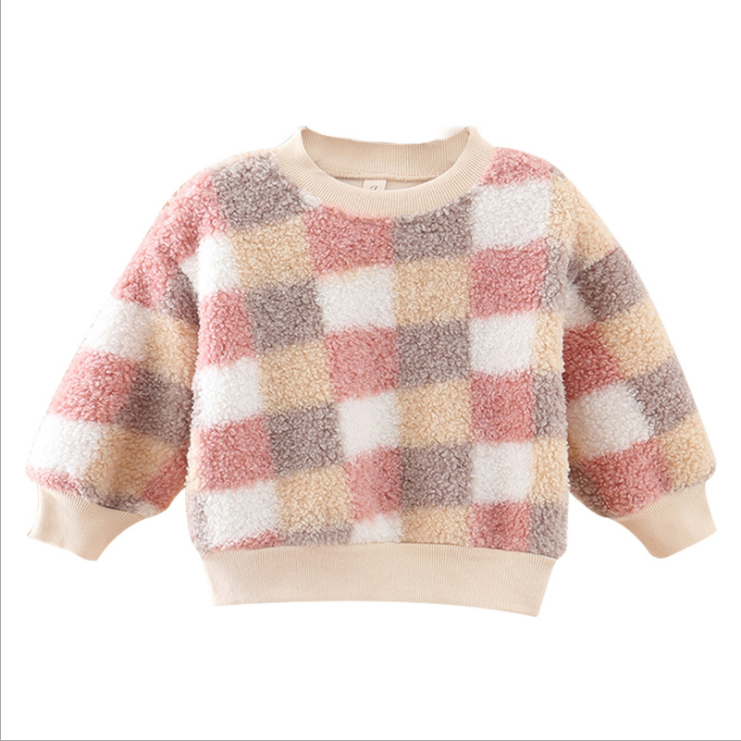 潮童装2025款男童女童卫衣秋冬季加厚加绒宝宝冬装格子绒衫上衣,淘宝优惠券,粉丝福利购,淘宝优惠卷