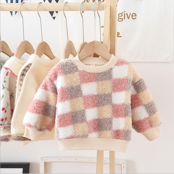 潮童装2025款男童女童卫衣秋冬季加厚加绒宝宝冬装格子绒衫上衣,淘宝优惠券,粉丝福利购,淘宝优惠卷
