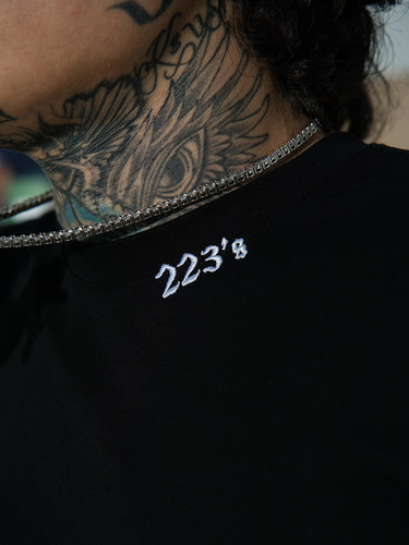 TGFCLUB 223系列美式街头嘻哈RAPPER弹力基础刺绣紧身修身t恤短袖 - 图2