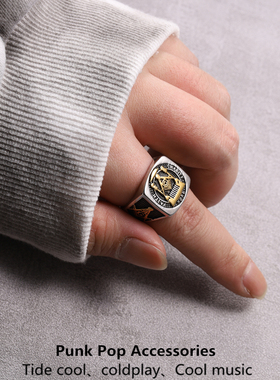 ins钛钢个性嘻哈街头男士戒指