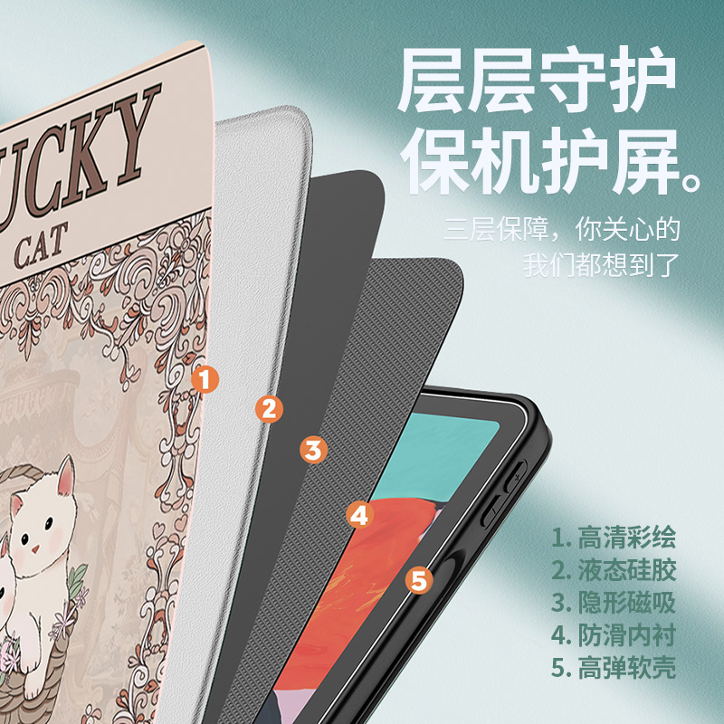 阿仙奴适用ipadair5保护套2021苹果2022平板电脑壳新款2020ipadpro可爱mini6带笔槽2019仿皮air4磁吸11寸防摔 - 图1