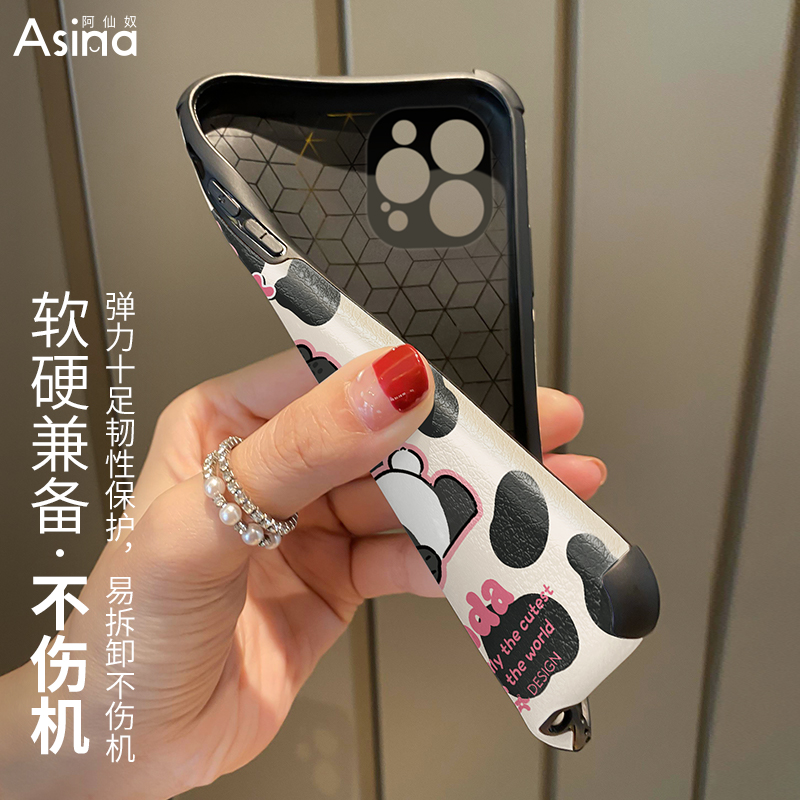 奶茶小熊猫适用oppoReno10手机壳9小羊皮Reno8保护套Reno7Pro+可爱6女款5K网红爆款OPPO全包防摔硅胶新款创意 - 图2