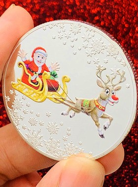 圣诞镀金把玩雪橇硬币纪念章