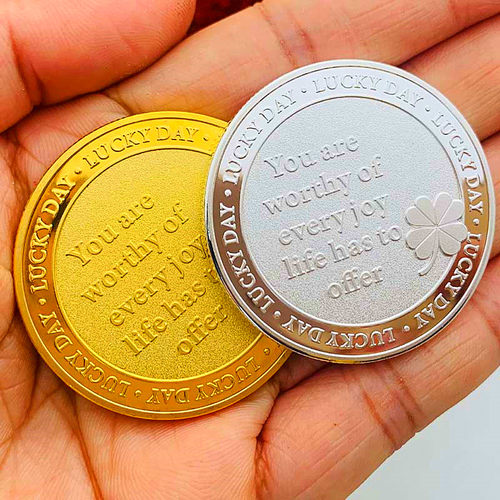 四叶草Lucky coin幸运爱情镀金纪念章 创意把玩随手礼物金币硬币 - 图0