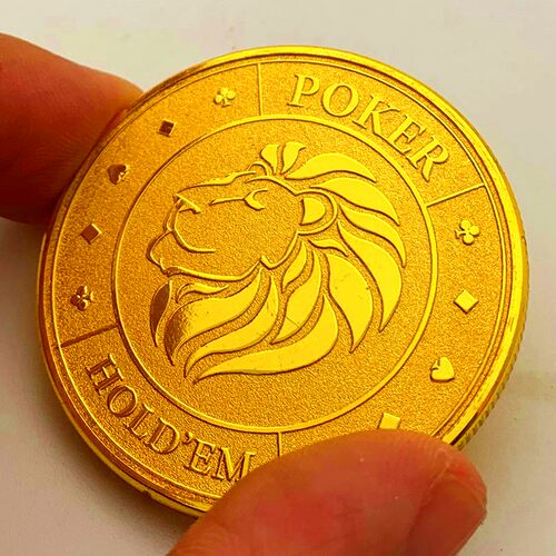 雄狮筹码镀金双面金币硬币纪念章 浮雕金币硬币纪念币单手创意币 - 图0
