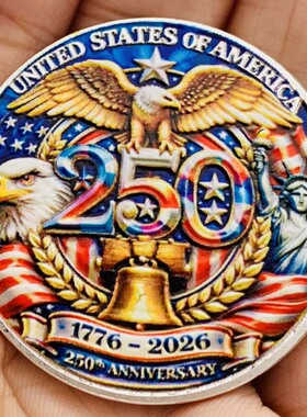 美国1776-2026自由女神250周年镀银彩印 装饰挂件硬币纪念礼物币