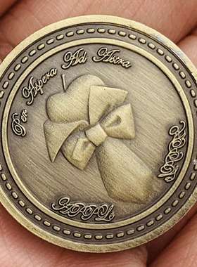 双面苹果礼物镀青古铜纪念章 创意25mm随手礼物纪念品金属硬币