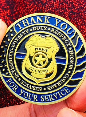 美国警察金币把玩硬币烤漆币