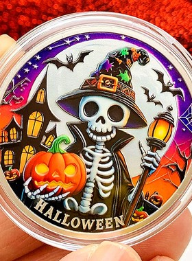 欧美万圣节镀金硬币骷髅头礼物