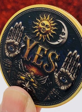 日月骷髅天使翅膀决策币YES NO镀金彩印纪念章 装饰挂件礼物硬币