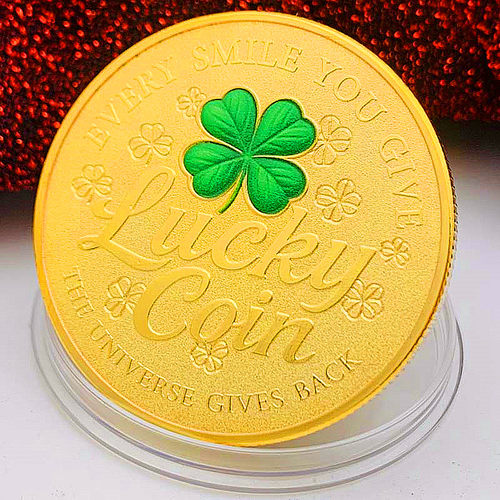 四叶草Lucky coin幸运爱情镀金纪念章 创意把玩随手礼物金币硬币 - 图1