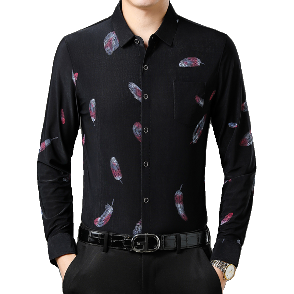 加绒加厚保暖衬衫男长袖加绒加厚冬季新款中年爸爸装印花衬衣口袋,淘宝优惠券,粉丝福利购,淘宝优惠卷