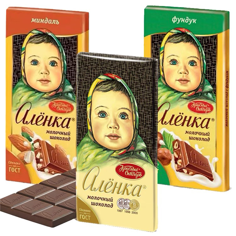 俄罗斯进口巧克力大头娃娃牌巧克力纯可可脂榛子杏仁牛奶原味黑巧 - 图0