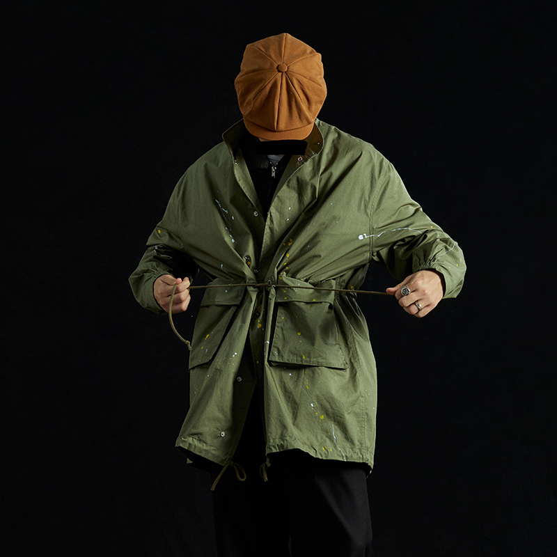 SUPERTOFU(SPTF)SS22大容量口袋M65 Parka 随机泼墨 薄款中长外套 - 图1