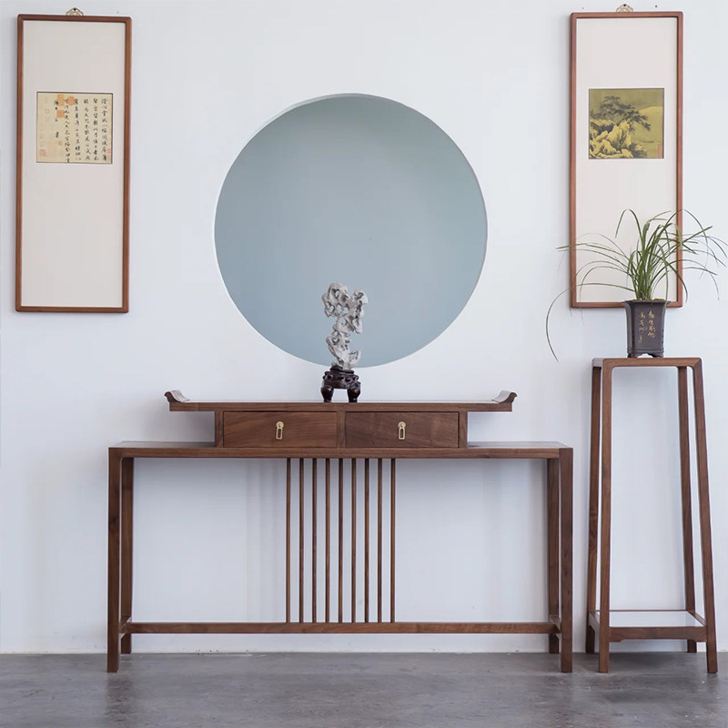 新中式玄关桌墙边玄关柜条案几隔断端景台实木玄关台香案禅意供桌,淘宝优惠券,粉丝福利购,淘宝优惠卷