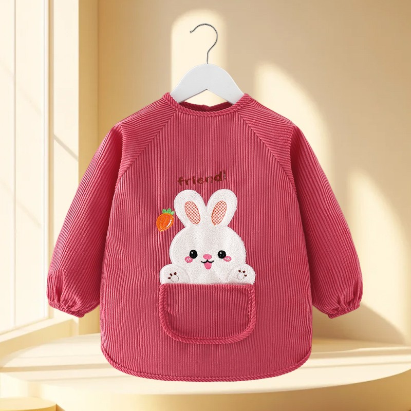 Western style new autumn and winter baby smock children's bib waterproof and anti-dirty kindergarten male and female baby eating apron reverse wear
