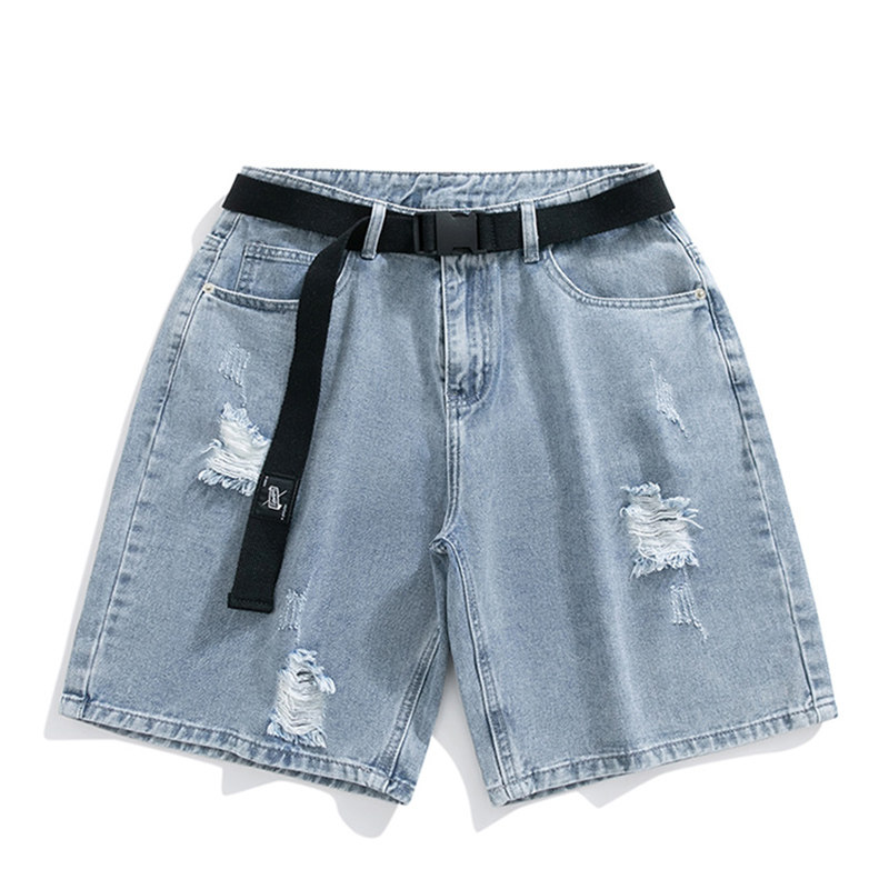 Wassup Shark美式做旧破洞牛仔短裤男夏季薄款五分裤宽松休闲裤子,淘宝优惠券,粉丝福利购,淘宝优惠卷