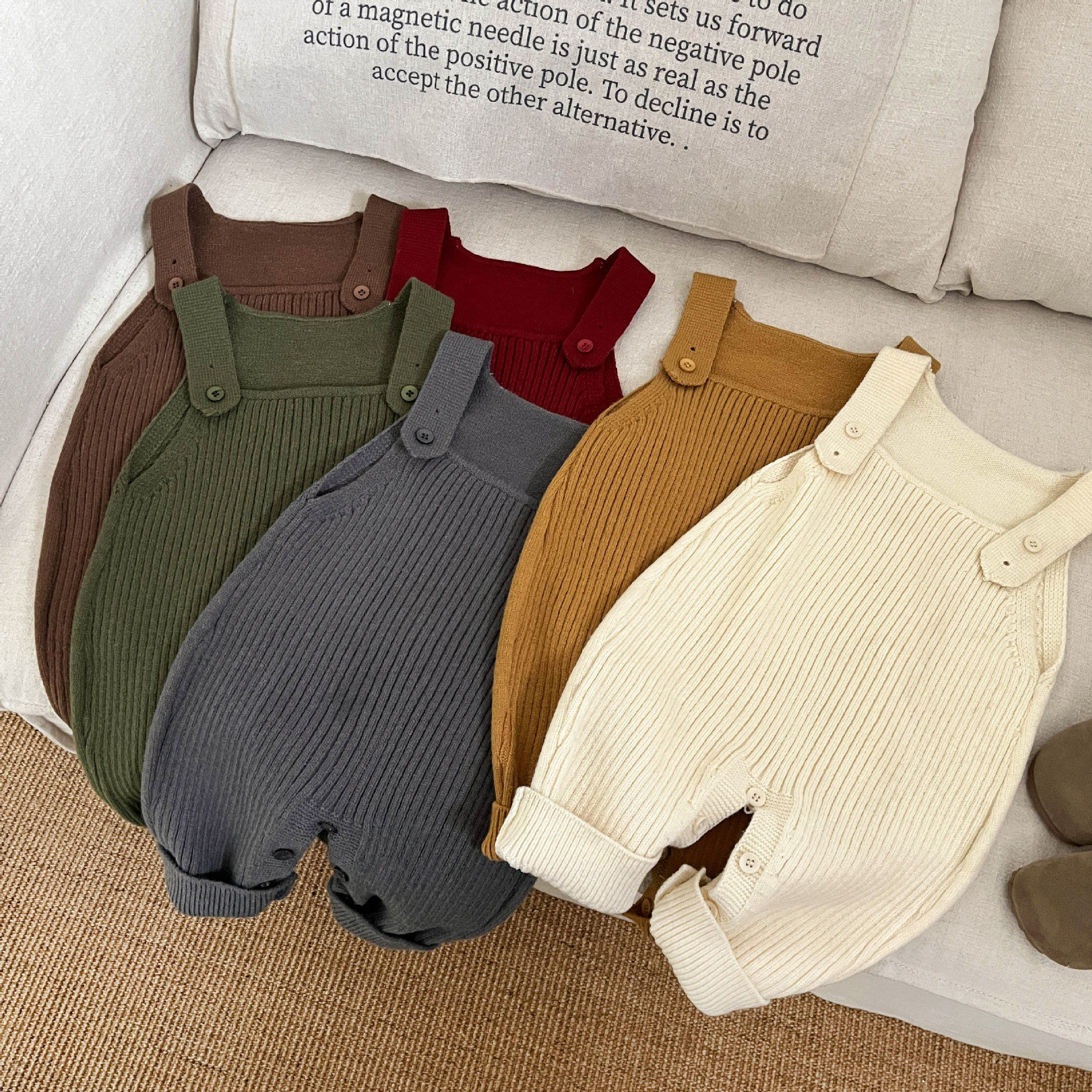 韩版婴儿连体衣春秋男女宝宝针织百搭背带裤婴幼童毛线长裤爬,淘宝优惠券,粉丝福利购,淘宝优惠卷