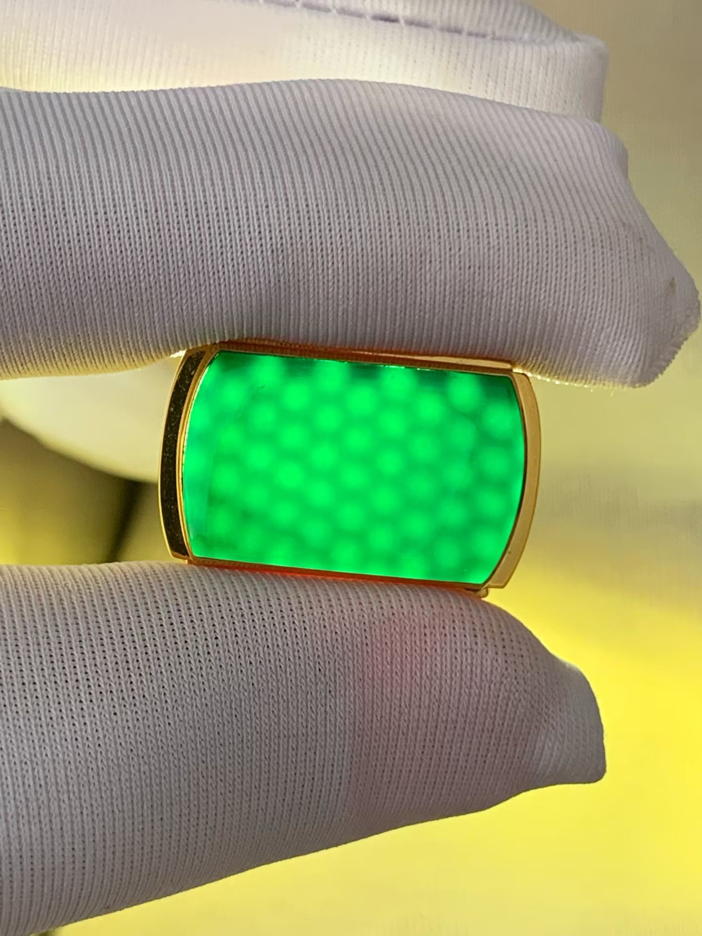 Natural Burmese jade a-grade ice type ink jade saddle square ring egg face ring 18k men's ring