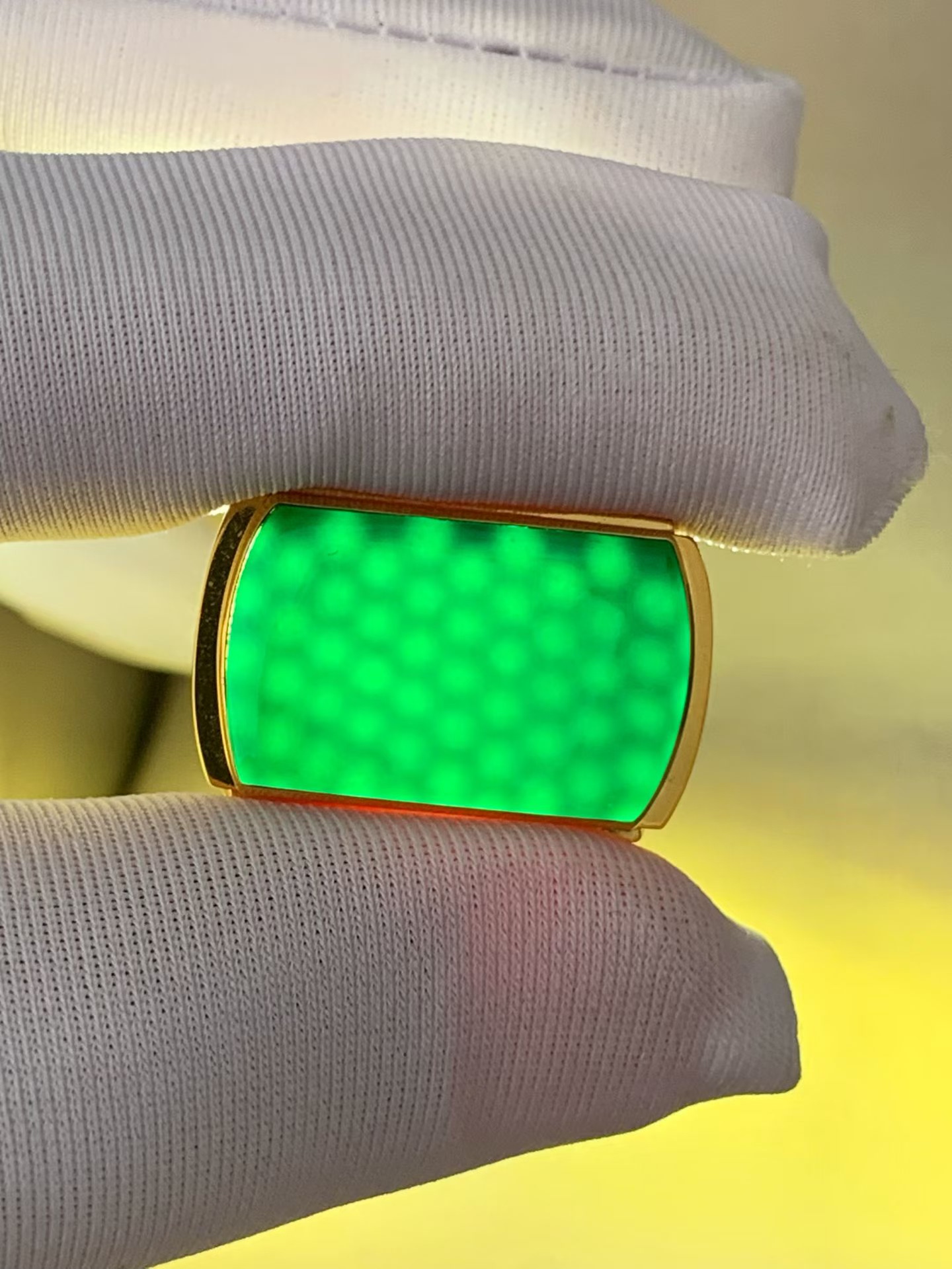 Natural Burmese jade a-grade ice type ink jade saddle square ring egg face ring 18k men's ring