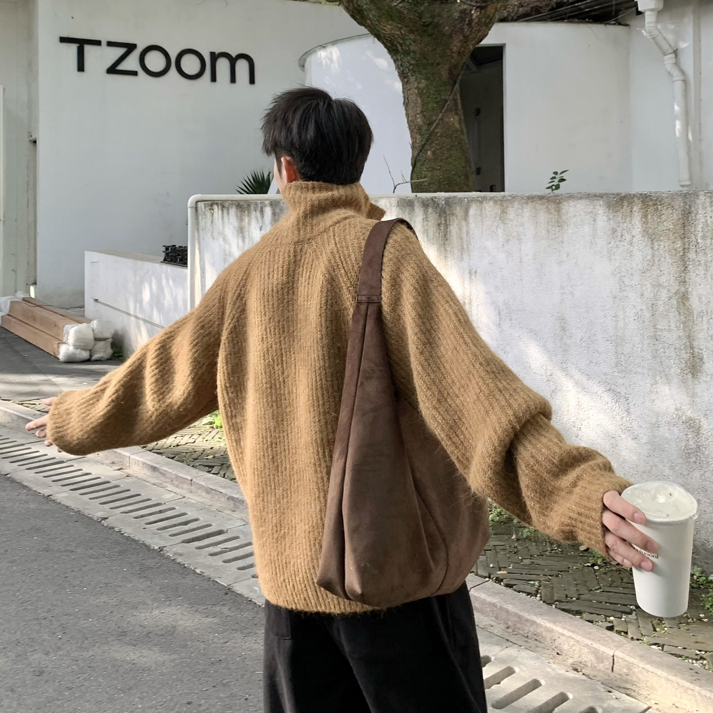 卡其色加厚高领开衫毛衣内搭外套男生冬季慵懒风羊毛针织衫男款冬,淘宝优惠券,粉丝福利购,淘宝优惠卷