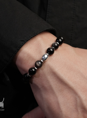 925纯银天然7A双眼银曜石手串