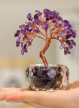 天然黄水晶发财树108颗加密