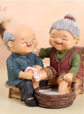 创意生日礼物老人老头老太太家居装饰品小摆件爷爷奶奶白头偕老